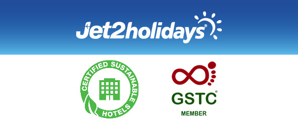 Jet2holidays certified sustainable hotel, GSTC member emblem